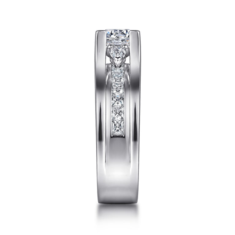 Dulcette - 14K White Gold Wide Band Round Diamond Channel Set Engagement Ring - 1 ct - Shot 5