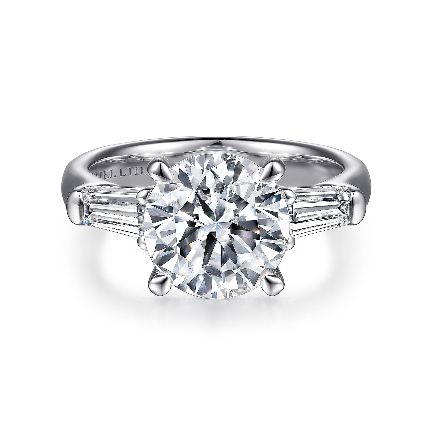 Belma - 14K White Gold Round Three Stone Diamond Engagement Ring - 0.5 ct - Shot 1