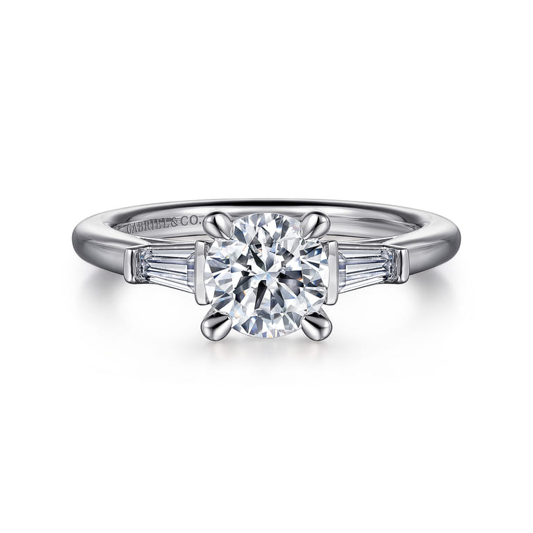 Acacia - 14K White Gold Round Three Stone Diamond Engagement Ring - 0.3 ct - Shot 1