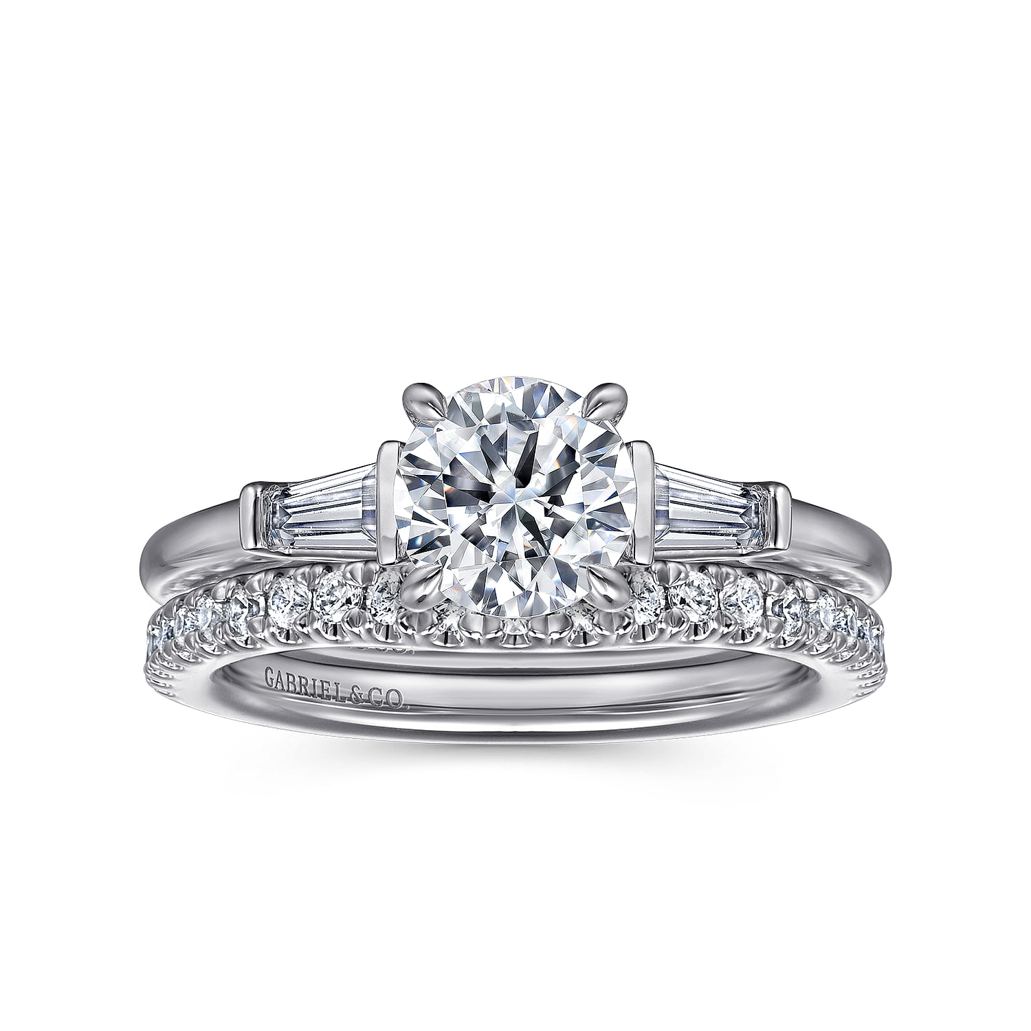 Acacia - 14K White Gold Round Three Stone Diamond Engagement Ring - 0.3 ct - Shot 4