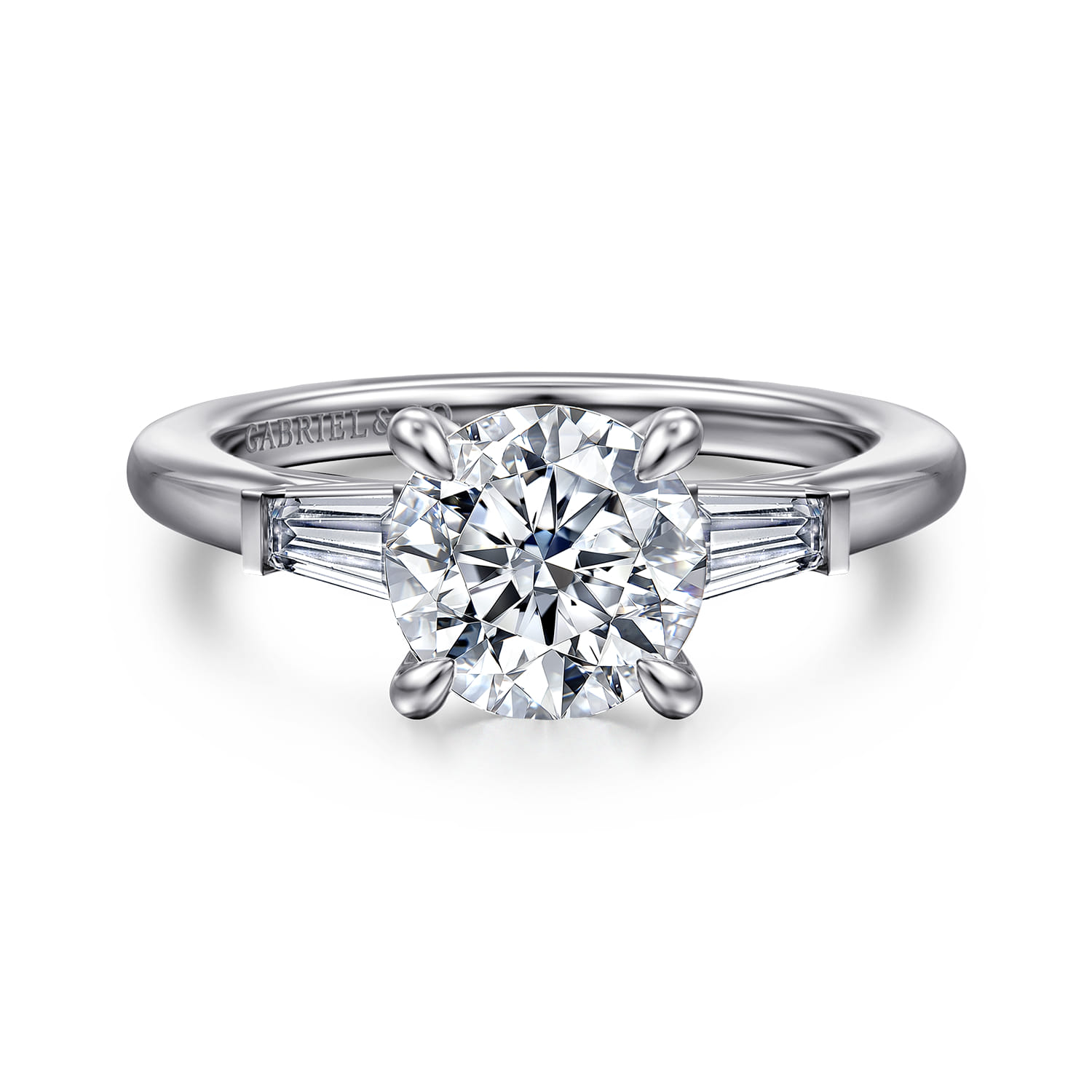 Acacia - 14K White Gold Round Three Stone Diamond Engagement Ring - 0.3 ct - Shot 1