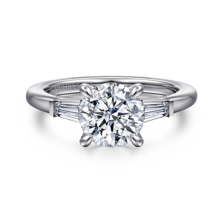 Acacia - 14K White Gold Round Three Stone Diamond Engagement Ring - 0.3 ct - Shot 1