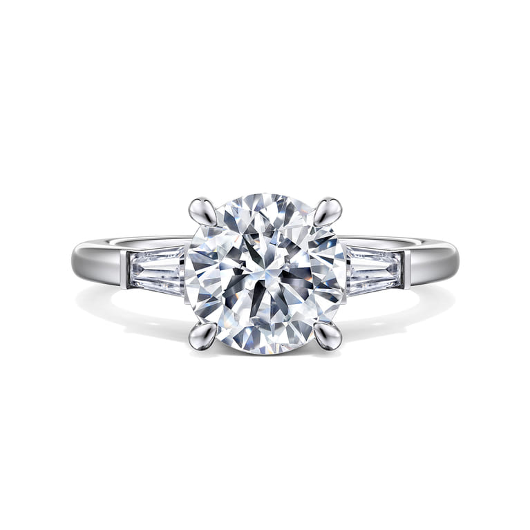 Acacia - 14K White Gold Round Three Stone Diamond Engagement Ring - 0.3 ct - Shot 1
