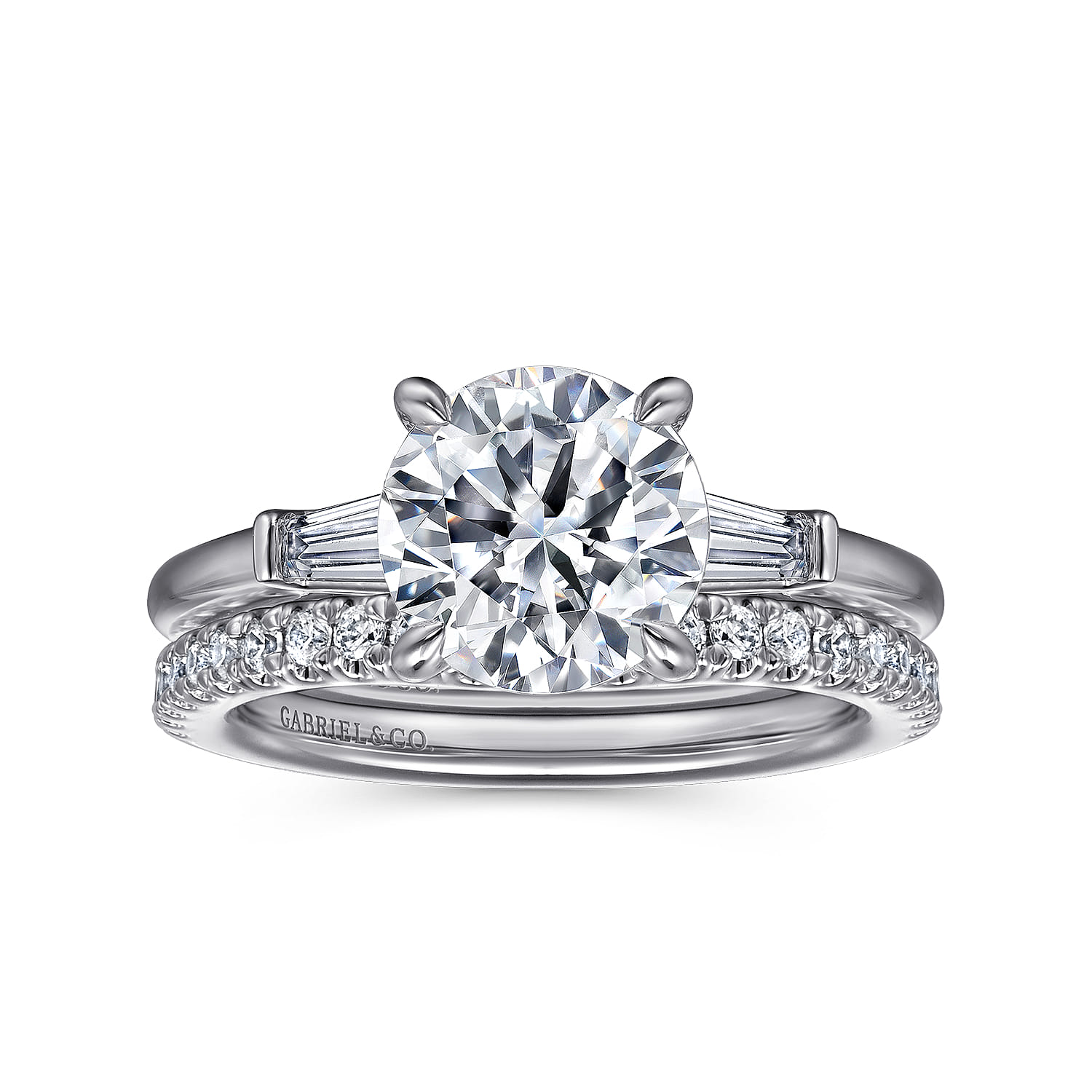 Acacia - 14K White Gold Round Three Stone Diamond Engagement Ring - 0.3 ct - Shot 4