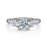 Adalia - 14K White Gold Round Three Stone Diamond Engagement Ring - 0.6 ct
