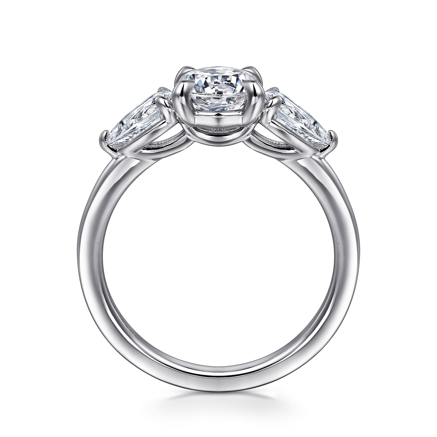 Adalia - 14K White Gold Round Three Stone Diamond Engagement Ring - 0.6 ct - Shot 2