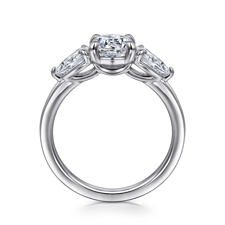 Adalia - 14K White Gold Round Three Stone Diamond Engagement Ring - 0.6 ct - Shot 2