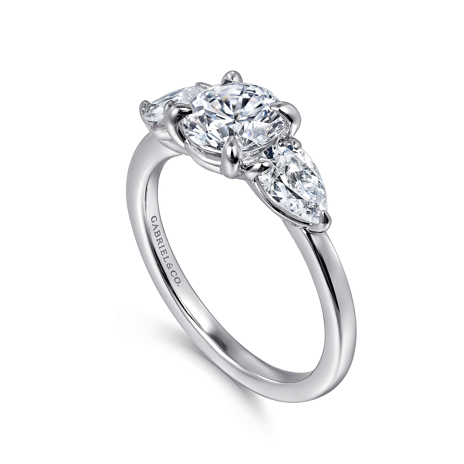 Adalia - 14K White Gold Round Three Stone Diamond Engagement Ring - 0.6 ct - Shot 3
