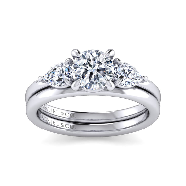 Adalia - 14K White Gold Round Three Stone Diamond Engagement Ring - 0.6 ct - Shot 4