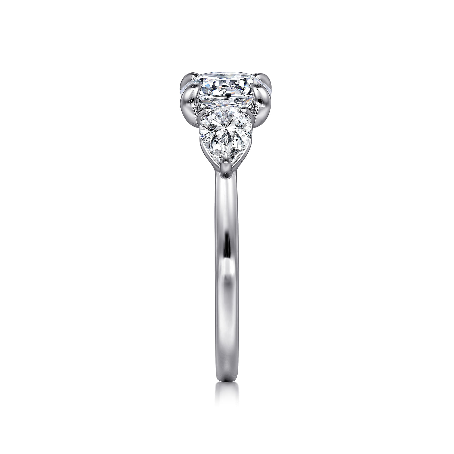 Adalia - 14K White Gold Round Three Stone Diamond Engagement Ring - 0.6 ct - Shot 5