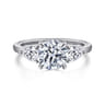 Adalia - 14K White Gold Round Three Stone Diamond Engagement Ring - 0.6 ct