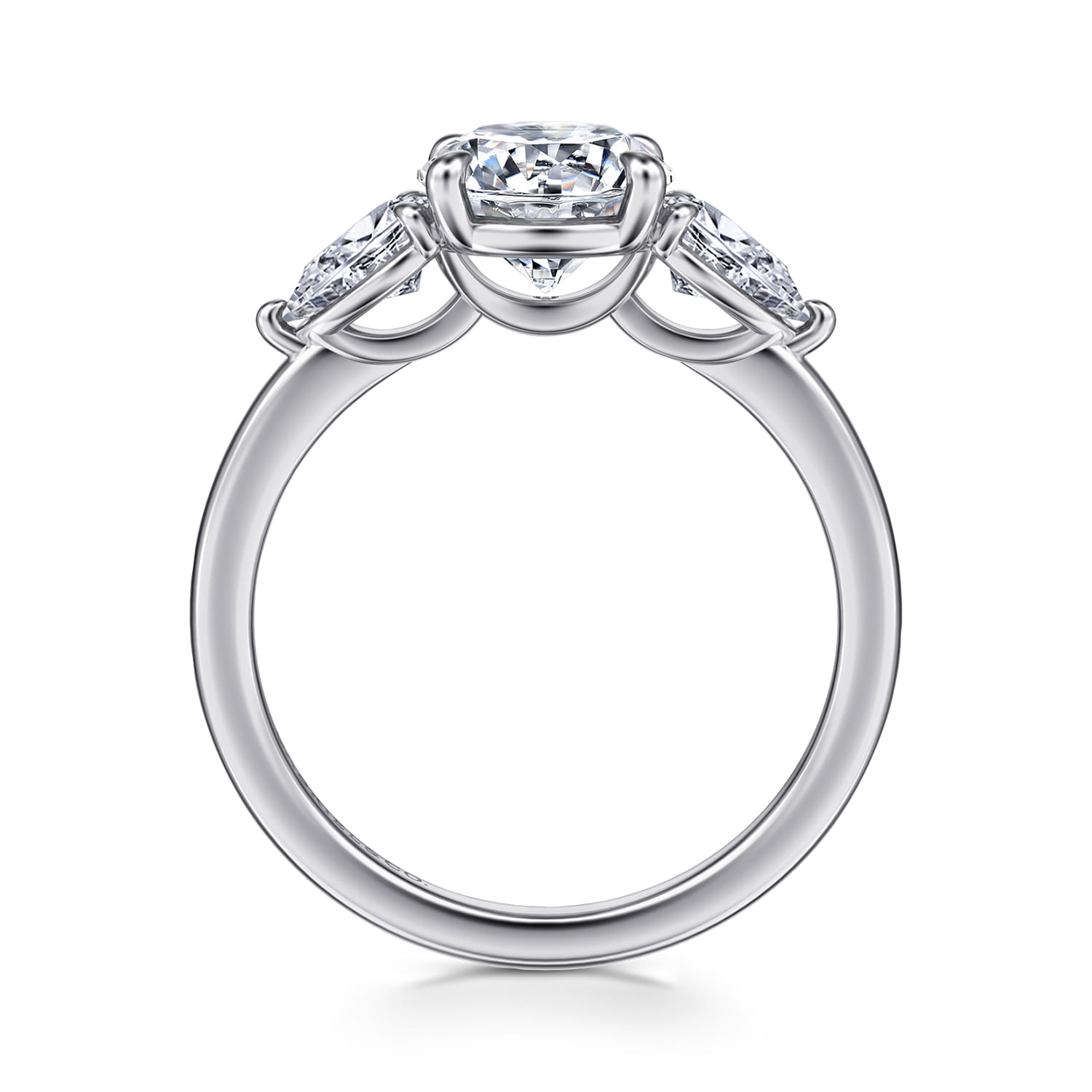 Adalia - 14K White Gold Round Three Stone Diamond Engagement Ring - 0.6 ct - Shot 2