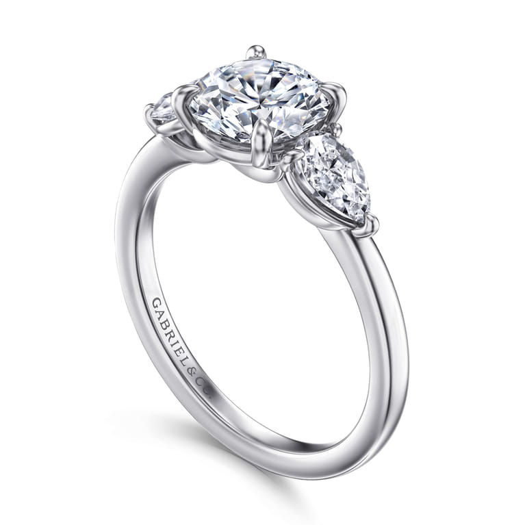 Adalia - 14K White Gold Round Three Stone Diamond Engagement Ring - 0.6 ct - Shot 3