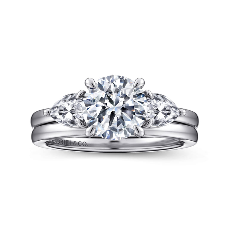 Adalia - 14K White Gold Round Three Stone Diamond Engagement Ring - 0.6 ct - Shot 4