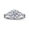 Adalia - 14K White Gold Round Three Stone Diamond Engagement Ring - 0.6 ct