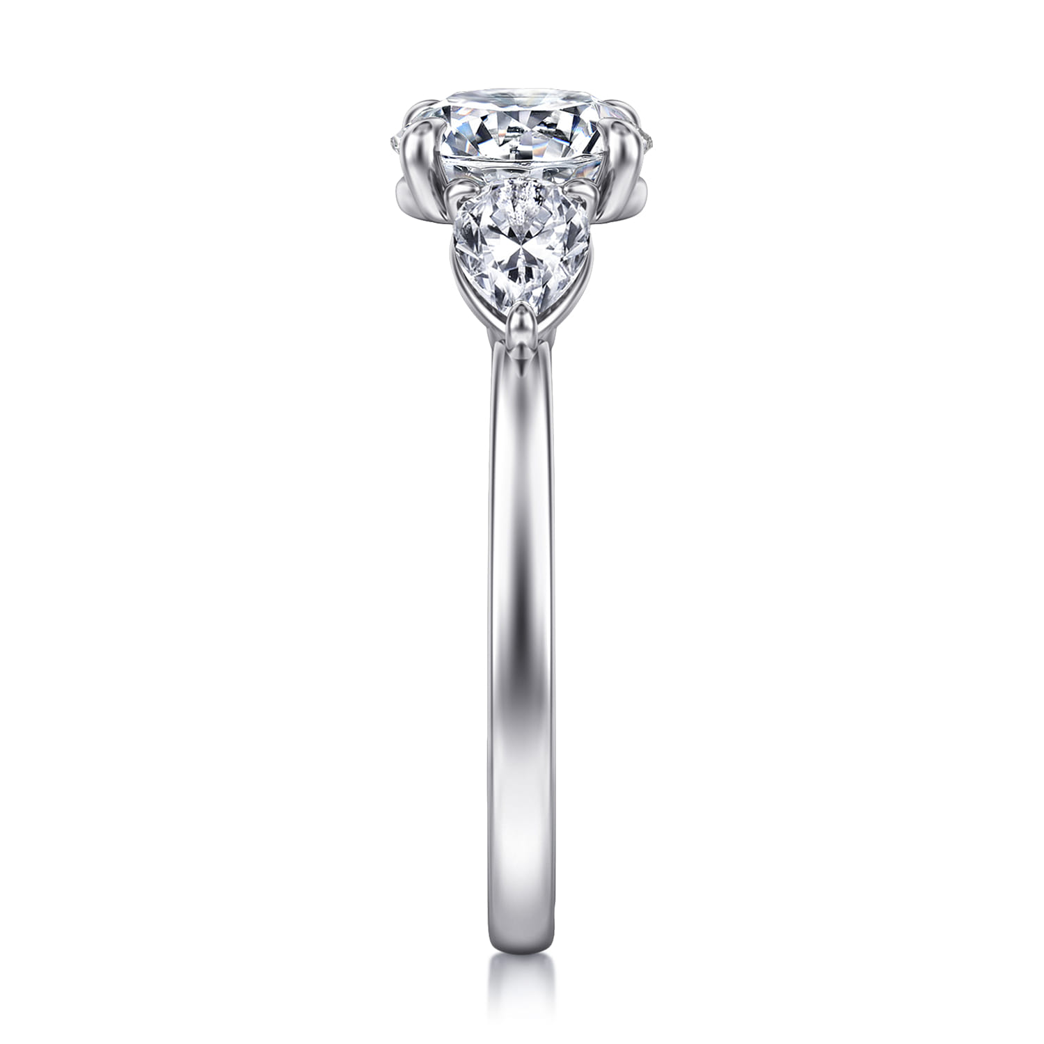 Adalia - 14K White Gold Round Three Stone Diamond Engagement Ring - 0.6 ct - Shot 5