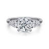 Adalia - 14K White Gold Round Three Stone Diamond Engagement Ring - 0.6 ct