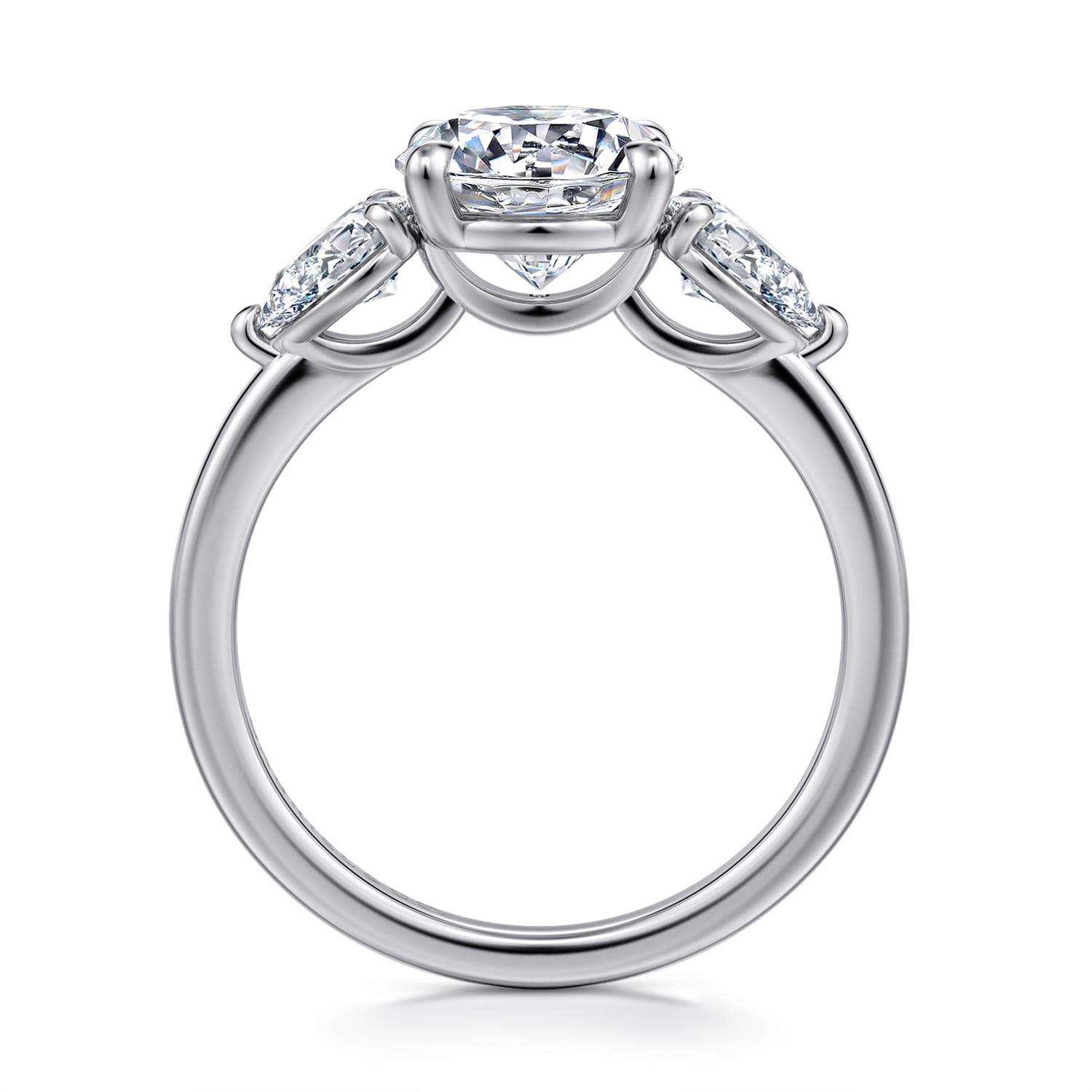 Adalia - 14K White Gold Round Three Stone Diamond Engagement Ring - 0.6 ct - Shot 2