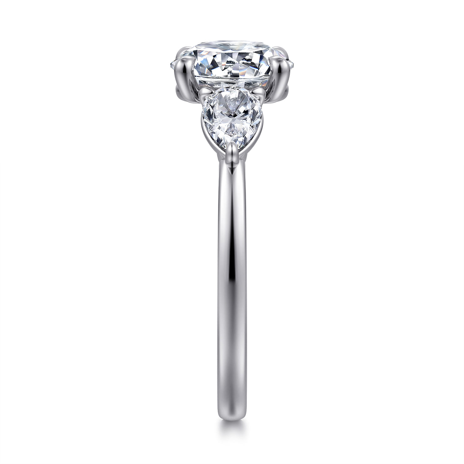 Adalia - 14K White Gold Round Three Stone Diamond Engagement Ring - 0.6 ct - Shot 4