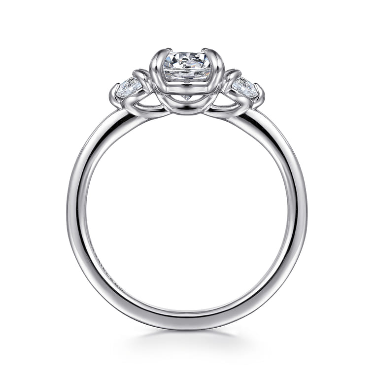 Adeline - 14K White Gold Round Three Stone Diamond Engagement Ring - 0.35 ct - Shot 2