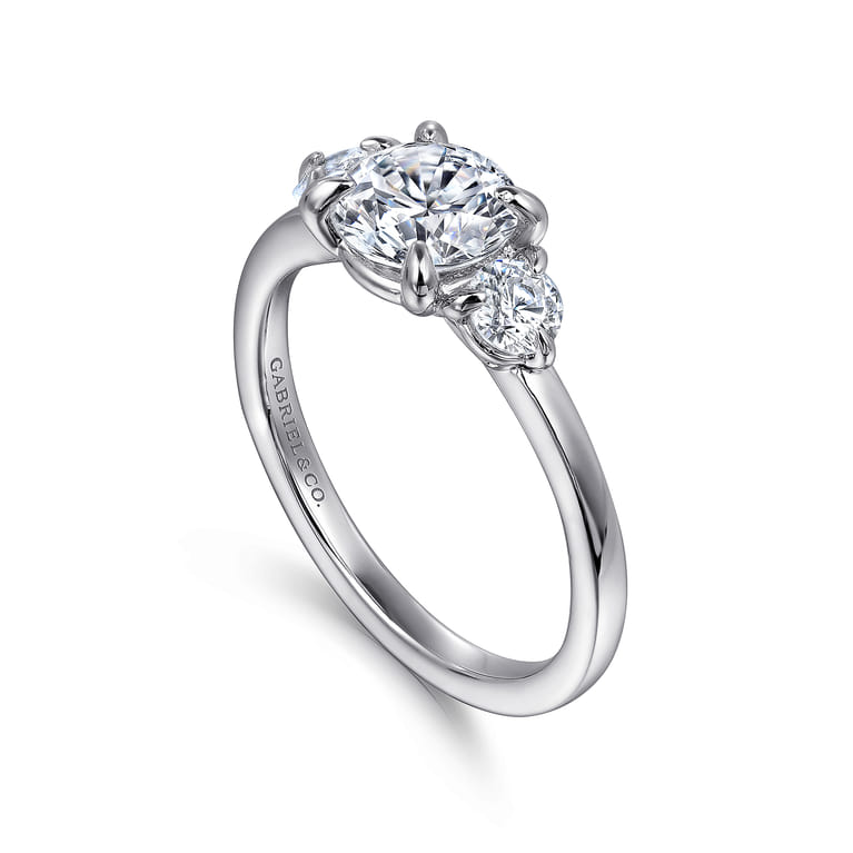 Adeline - 14K White Gold Round Three Stone Diamond Engagement Ring - 0.35 ct - Shot 3