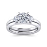 Adeline - 14K White Gold Round Three Stone Diamond Engagement Ring - 0.35 ct