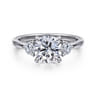 Adeline - 14K White Gold Round Three Stone Diamond Engagement Ring - 0.35 ct