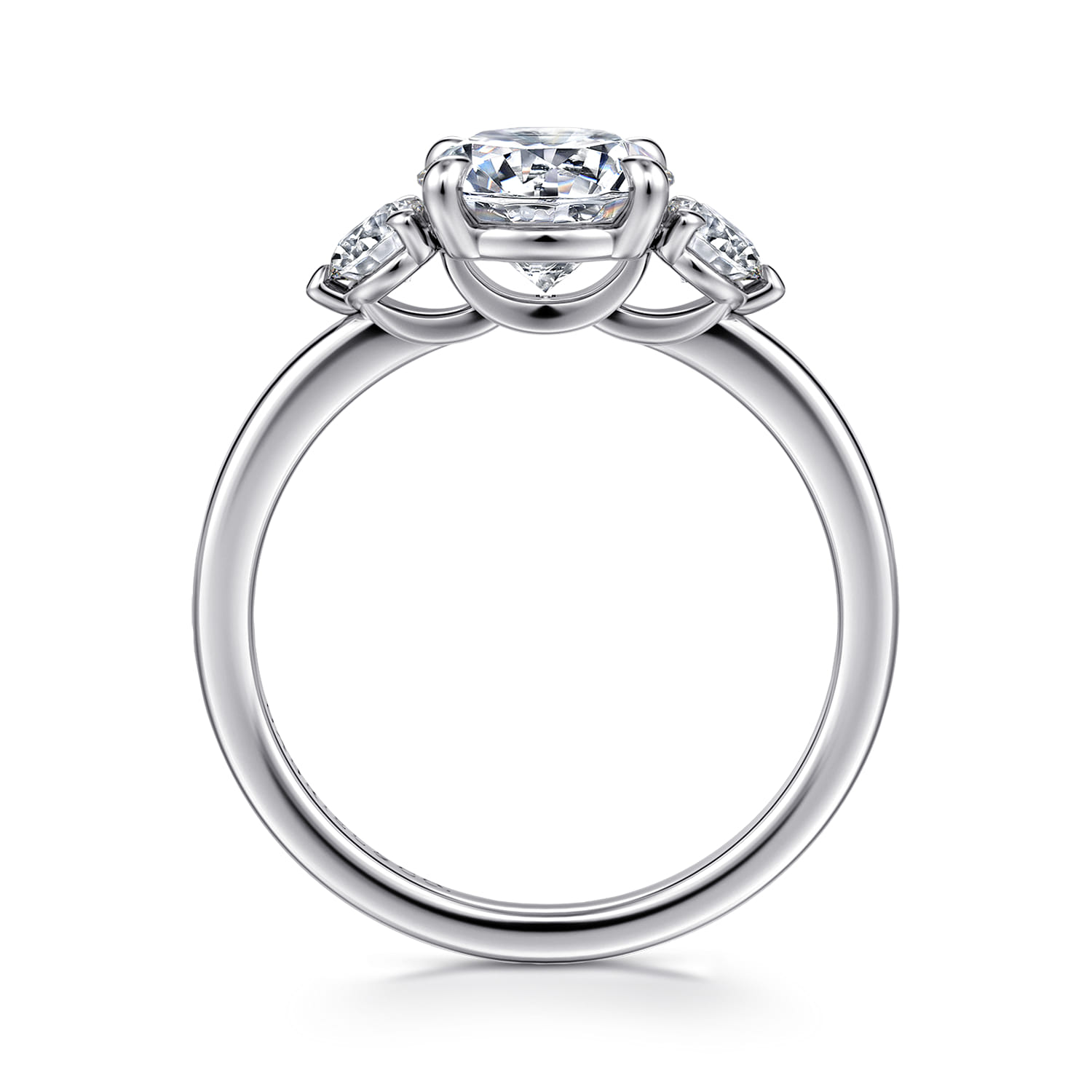 Adeline - 14K White Gold Round Three Stone Diamond Engagement Ring - 0.35 ct - Shot 2