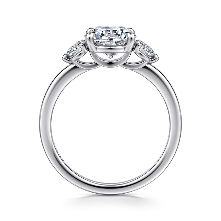 Adeline - 14K White Gold Round Three Stone Diamond Engagement Ring - 0.35 ct - Shot 2