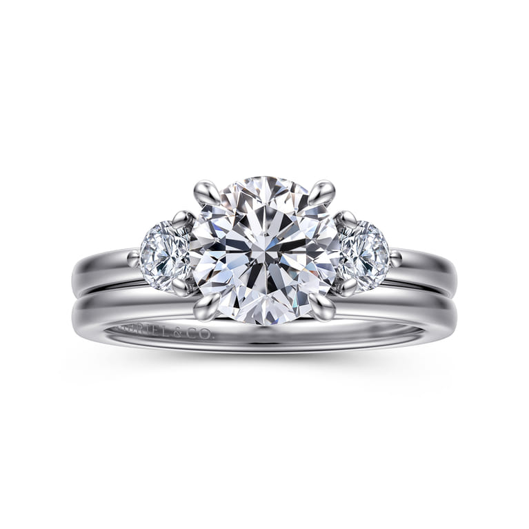 Adeline - 14K White Gold Round Three Stone Diamond Engagement Ring - 0.35 ct - Shot 4