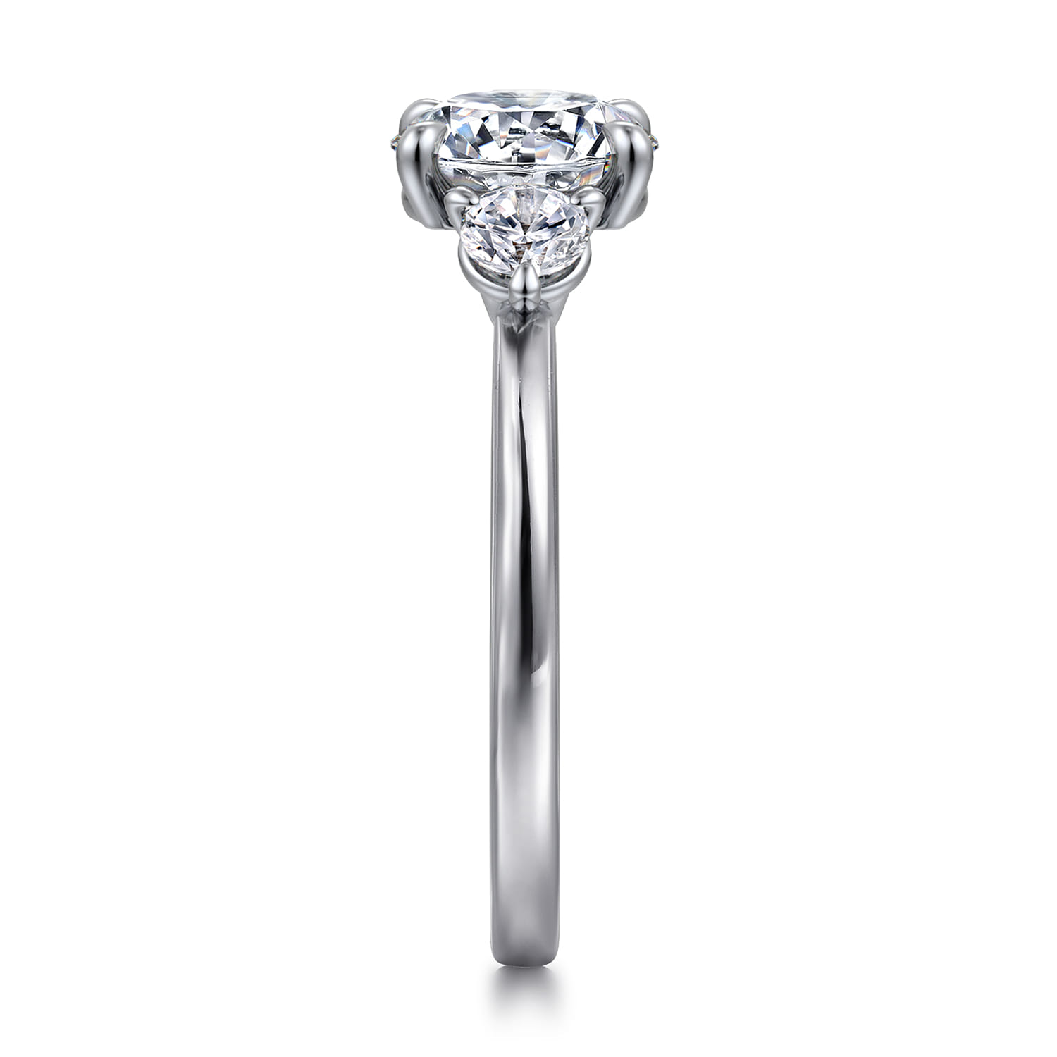 Adeline - 14K White Gold Round Three Stone Diamond Engagement Ring - 0.35 ct - Shot 5