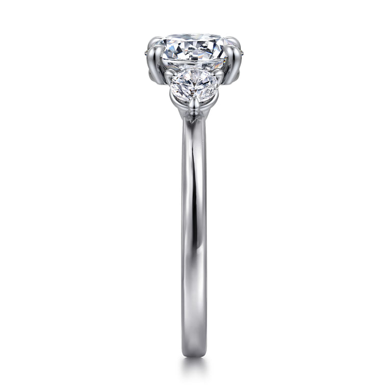 Adeline - 14K White Gold Round Three Stone Diamond Engagement Ring - 0.35 ct - Shot 5