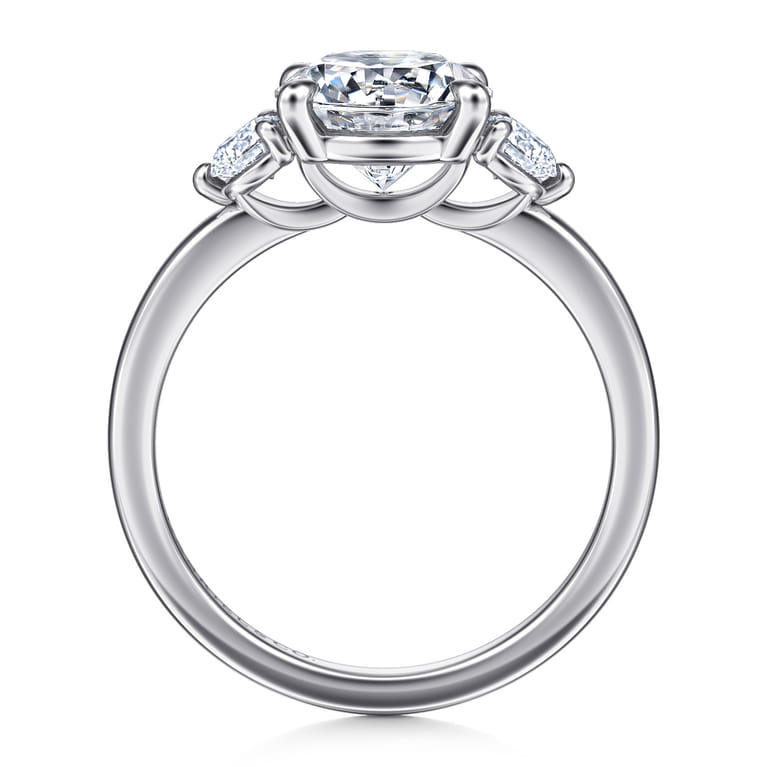 Adeline - 14K White Gold Round Three Stone Diamond Engagement Ring - 0.35 ct - Shot 2