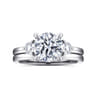 Adeline - 14K White Gold Round Three Stone Diamond Engagement Ring - 0.35 ct