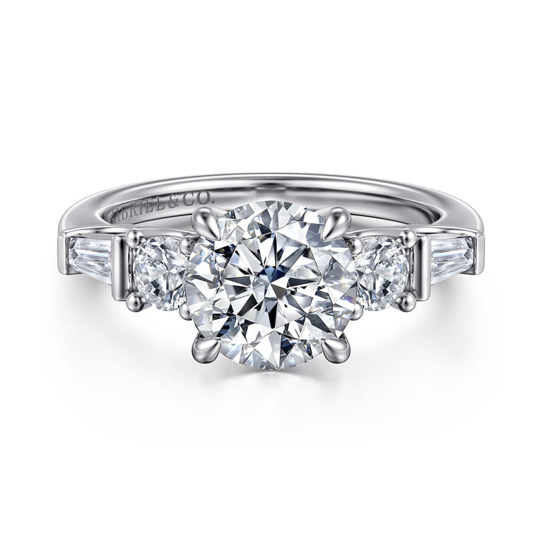 Darmie - 14K White Gold Round Five Stone Diamond Engagement Ring - 0.6 ct - Shot 1