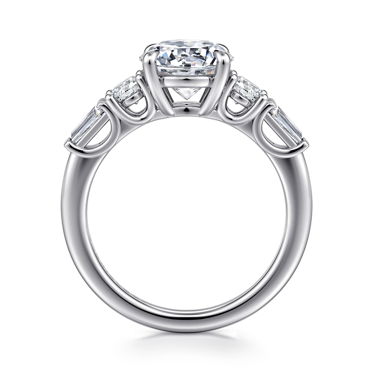 Darmie - 14K White Gold Round Five Stone Diamond Engagement Ring - 0.6 ct - Shot 2