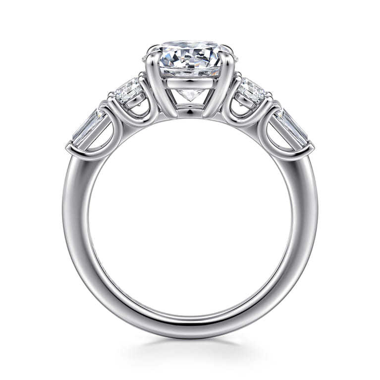 Darmie - 14K White Gold Round Five Stone Diamond Engagement Ring - 0.6 ct - Shot 2