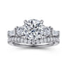 Darmie - 14K White Gold Round Five Stone Diamond Engagement Ring - 0.6 ct