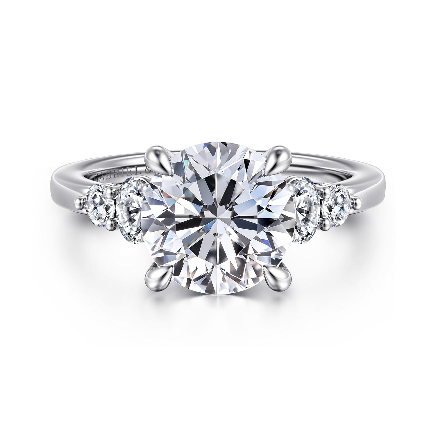 Wave - 14K White Gold Round Diamond Engagement Ring - 0.45 ct - Shot 1