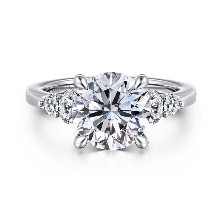 Wave - 14K White Gold Round Diamond Engagement Ring - 0.45 ct - Shot 1