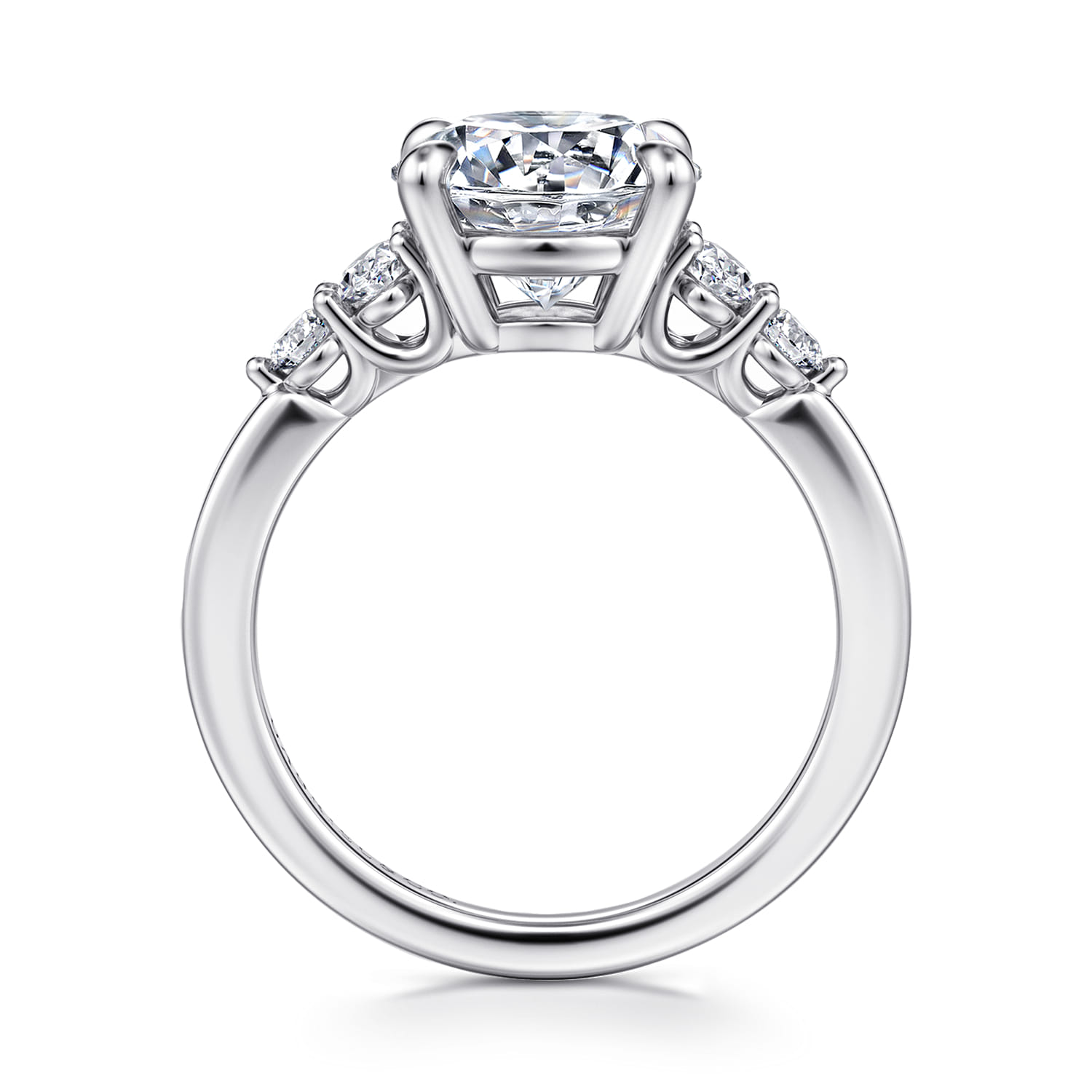Wave - 14K White Gold Round Diamond Engagement Ring - 0.45 ct - Shot 2