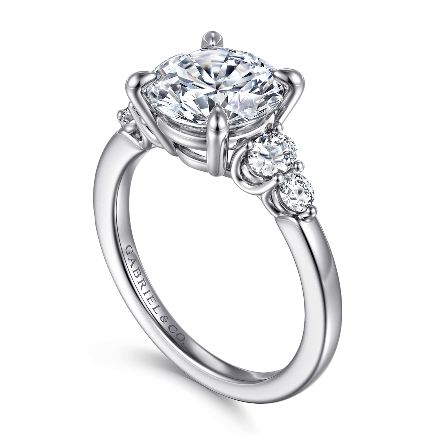 Wave - 14K White Gold Round Diamond Engagement Ring - 0.45 ct - Shot 3
