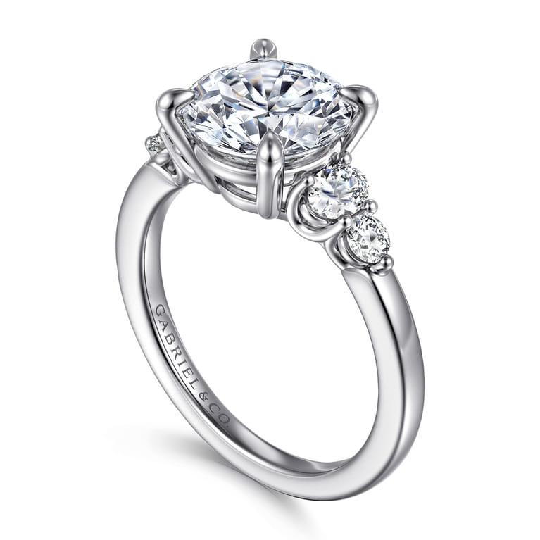 Wave - 14K White Gold Round Diamond Engagement Ring - 0.45 ct - Shot 3