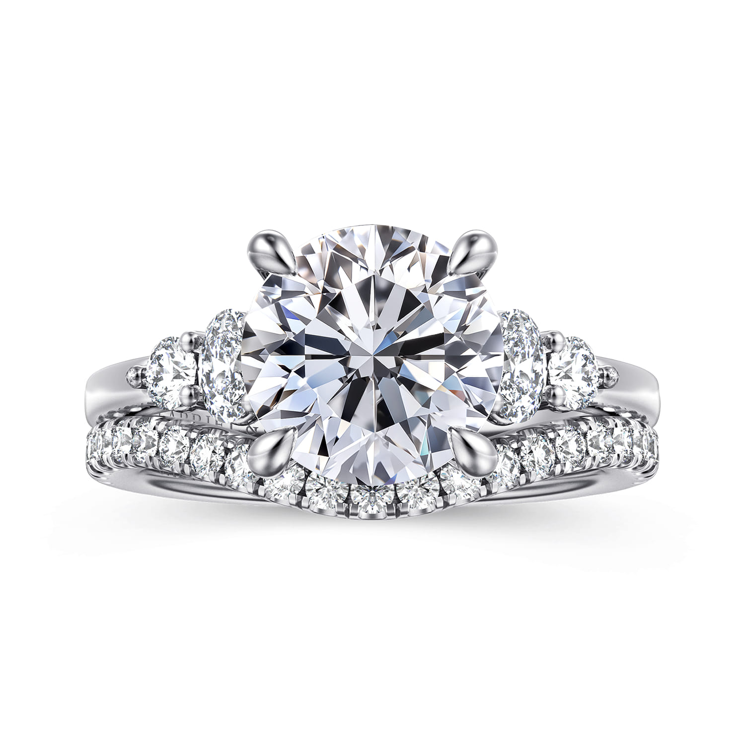 Wave - 14K White Gold Round Diamond Engagement Ring - 0.45 ct - Shot 4