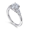 Wave - 14K White Gold Round Five Stone Diamond Engagement Ring - 0.4 ct