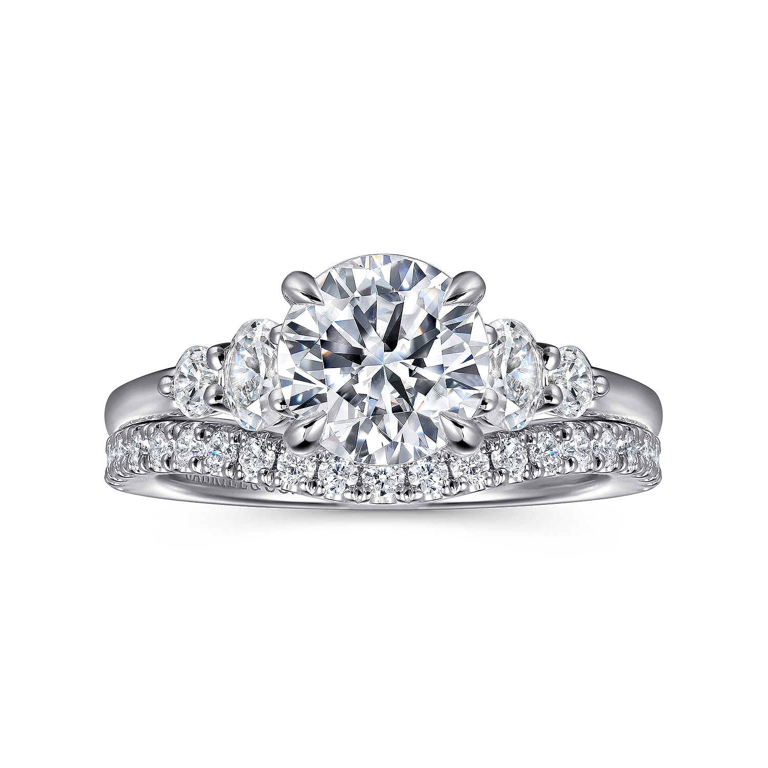 Wave - 14K White Gold Round Five Stone Diamond Engagement Ring - 0.4 ct - Shot 4