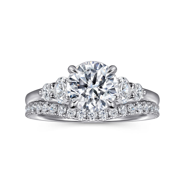 Wave - 14K White Gold Round Five Stone Diamond Engagement Ring - 0.4 ct - Shot 4