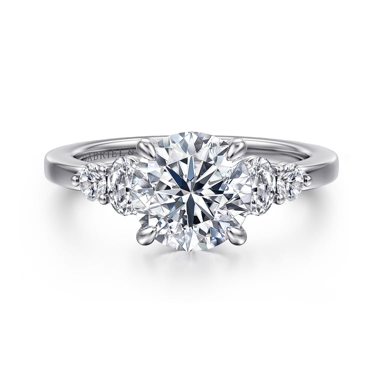Wave - 14K White Gold Round Diamond Engagement Ring - 0.42 ct - Shot 1