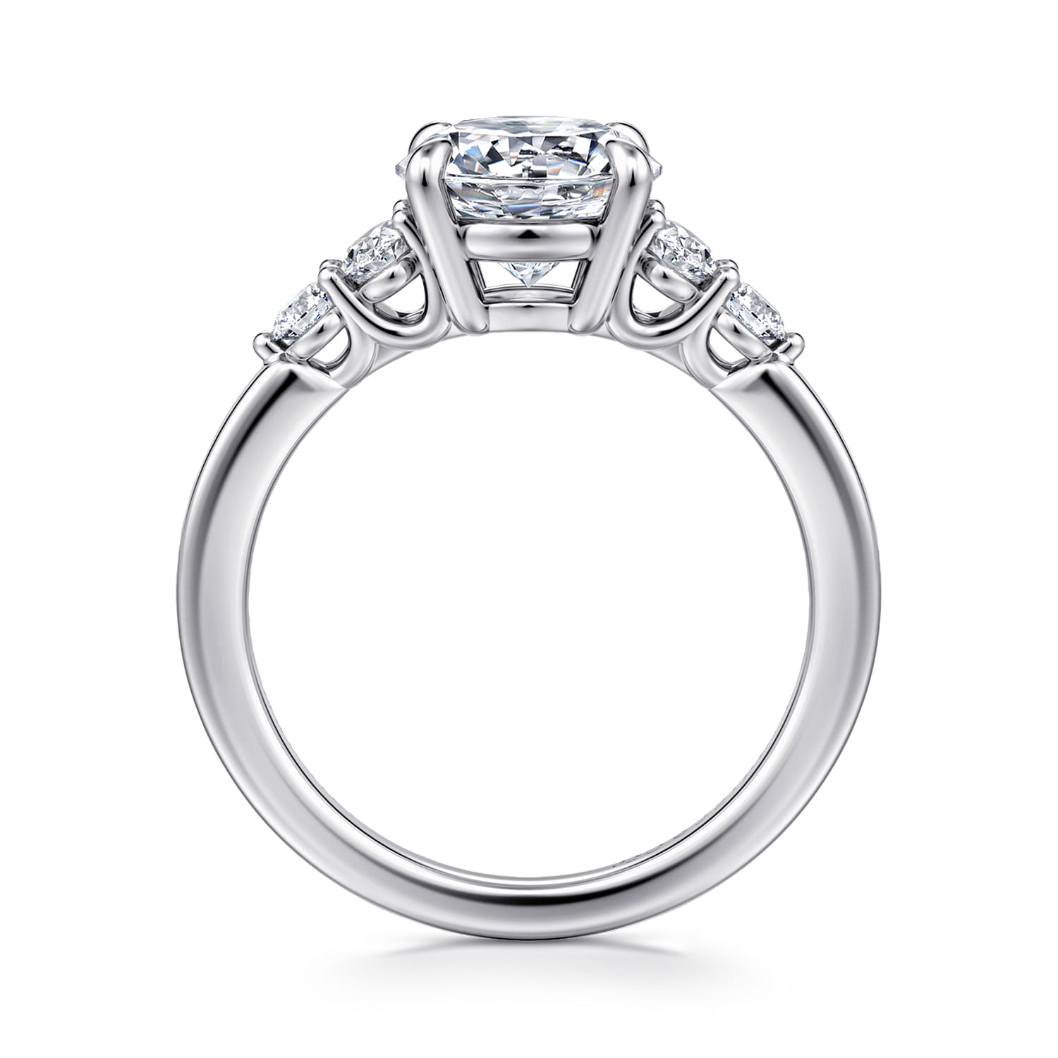 Wave - 14K White Gold Round Diamond Engagement Ring - 0.42 ct - Shot 2