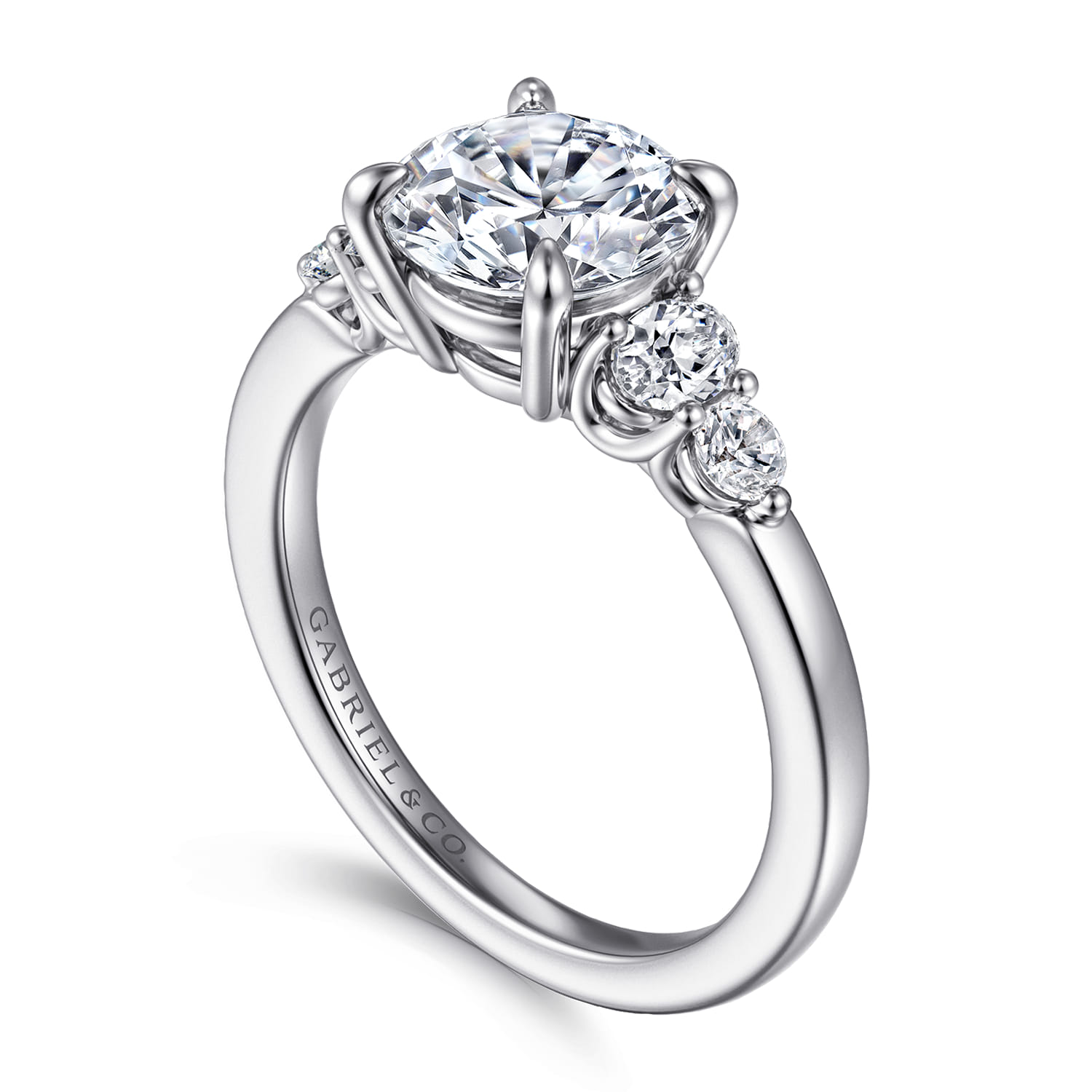 Wave - 14K White Gold Round Diamond Engagement Ring - 0.42 ct - Shot 3